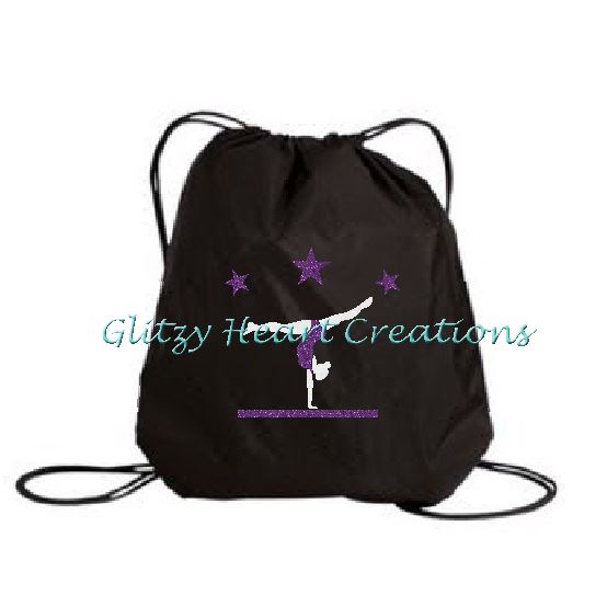 Gymnastics Balance Beam Design on a Cinch Bag