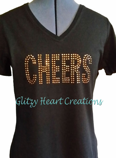 CHEERS Rhinestone Design T-Shirt