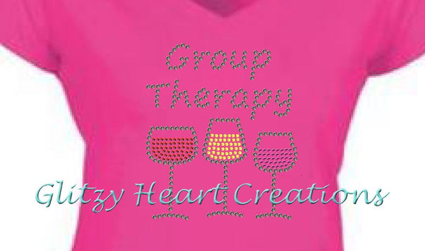 Group Therapy Rhinestone Design Pink T-Shirt