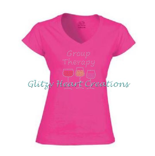 Group Therapy Rhinestone Design Pink T-Shirt