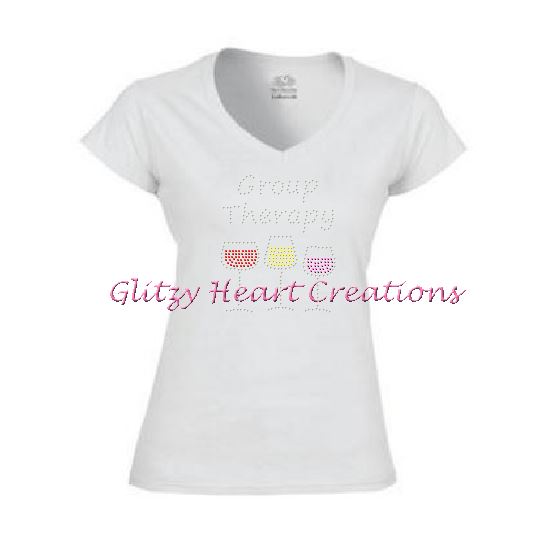 Group Therapy Rhinestone Design White T-Shirt