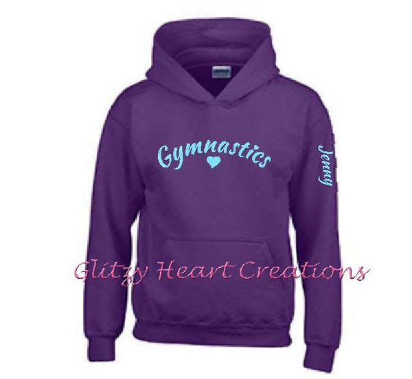 Gymnastics Hoodie with Gymnastics and Heart Design - Personalized