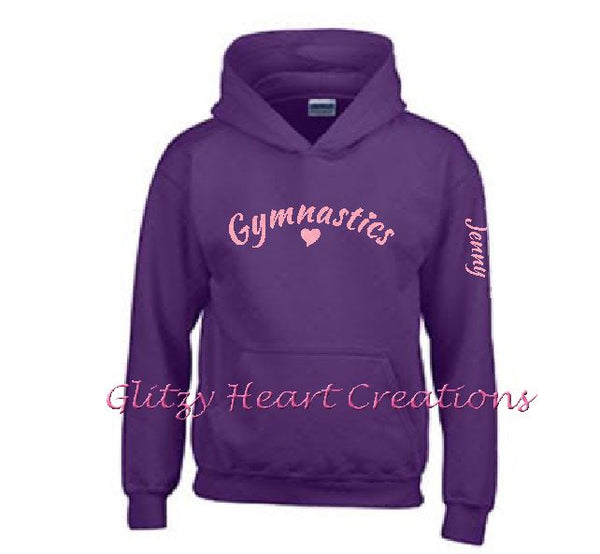 Gymnastics Hoodie with Gymnastics and Heart Design - Personalized