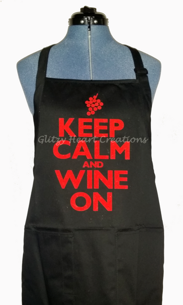Apron - Keep Calm and Wine On Design on Navy