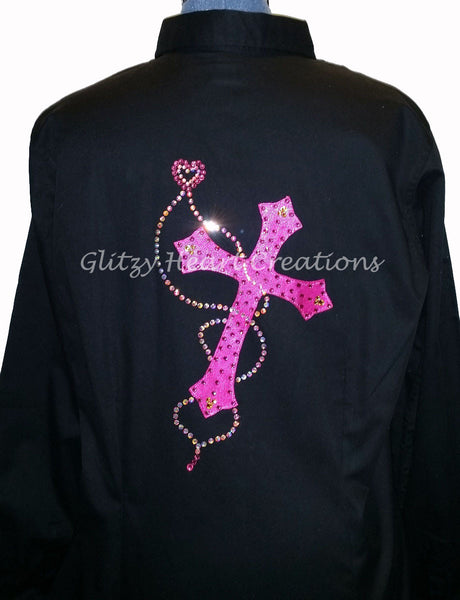 Cross with Floating Heart Design - Pink