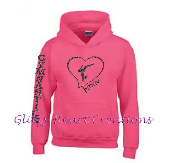 Personalized Gymnastics Hoodie with Gymnast Balance in Heart Design