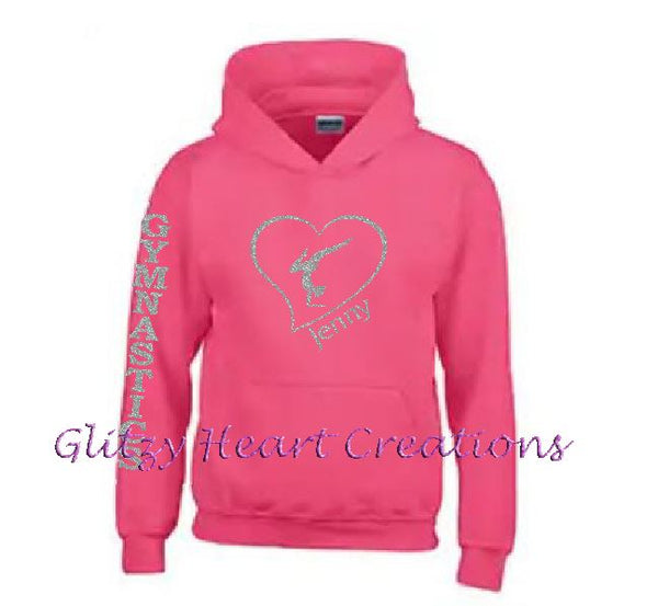 Gymnastics Hoodie with Gymnast Balance in Heart Design - Personalized