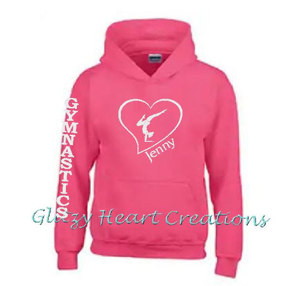 Gymnastics Hoodie with Gymnast Balance in Heart Design - Personalized