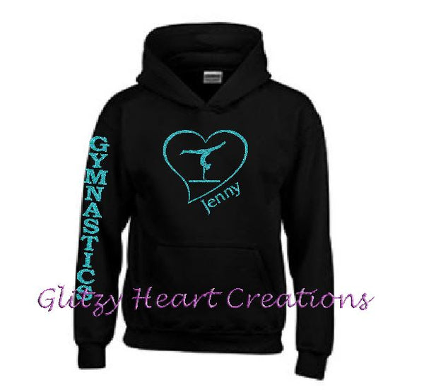 Gymnastics Hoodie with Balance Beam in Heart Design - Personalized