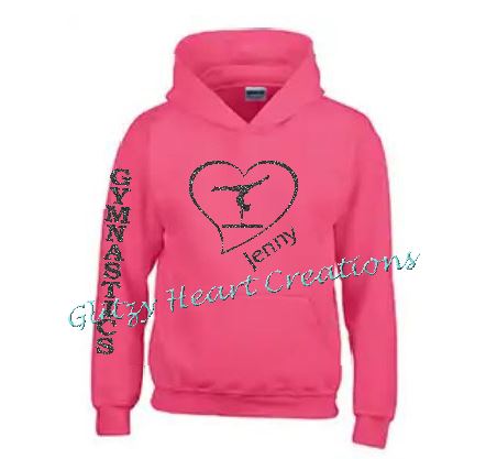 Personalized Gymnastics Hoodie with Balance Beam in Heart Design