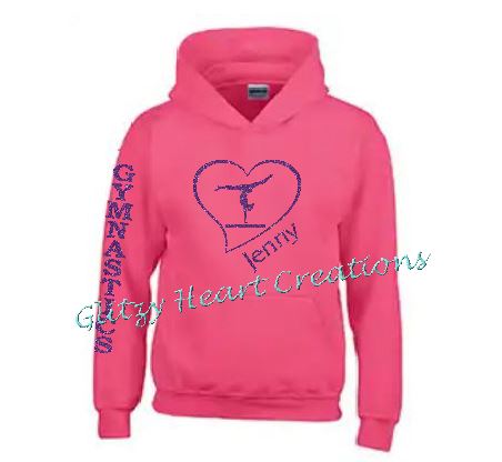 Gymnastics Hoodie with Balance Beam in Heart Design - Personalized